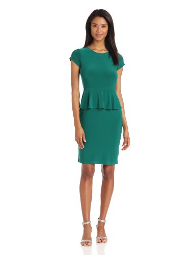 Gabby Skye Women’s Short Sleeve Peplum Dress, Green, 6 Missy image
