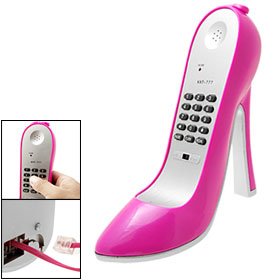Amaranth Super High-Heel Stiletto Shoe Corded Telephone, Pink image