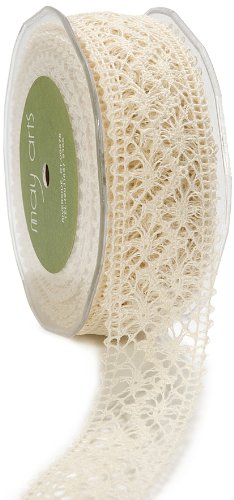 May Arts 1-1/2-Inch Wide Ribbon, Ivory Crochet image