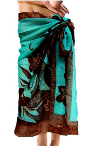 New Brand Summer Casual Beach Dress Diverse style Wrap Chiffon Bohemia Long Sarong (Green Flowers) image