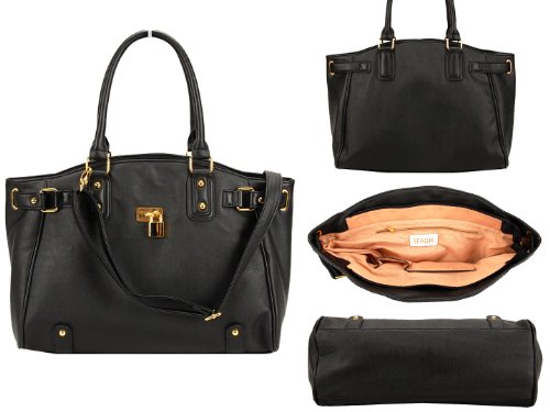 Designer Inspired Faux Leather Formal Tote Bag – Office Bag, Women’s Handbag, Handbag – Black image