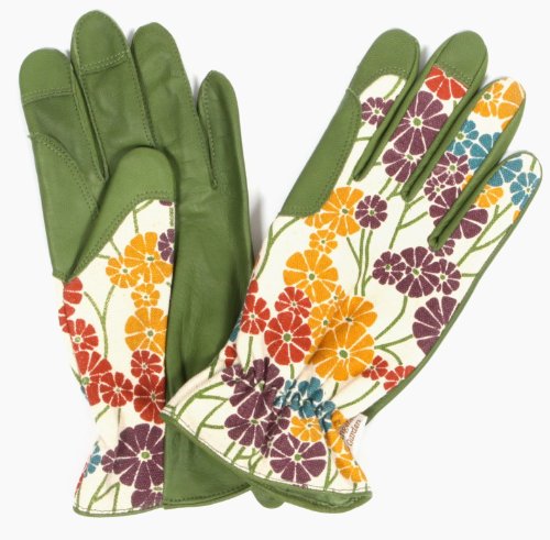 Angela’s Garden 7107-400 Womens Fabric Backed Leather Palm Washable  Garden Glove, One-Size Fits Most, Morning Glory image