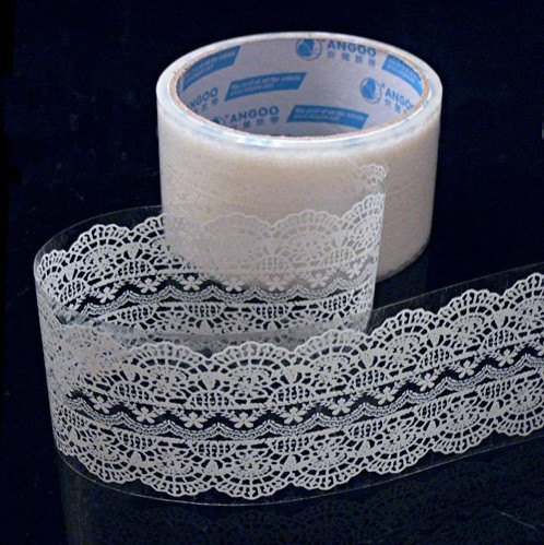 Craft adhesive tape- White Lace Transparent Deco Tape Sticker Tape image