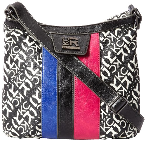 Kenneth Cole Reaction Essex Crossbody MG STRP K20001 Cross Body Bag,Black/Bone,One Size image